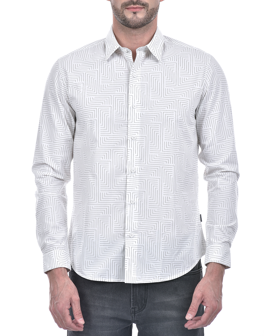Numero Uno Men Abstract White Shirt